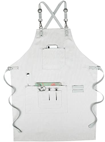 BATTTX Werkzeugschürze For Schreiner, Robuste Arbeitsschürze, Wasserdichte Gewachste Leinenschürze Geeignet For Küche, Garten, Keramik, Handwerk, Werkstatt, Garage