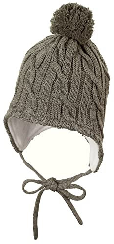Sterntaler Unisex Kinder Strickmütze mit Bommel, Dunkelgrün, 49