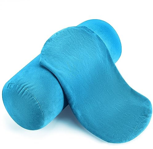 Newwiee Halswirbel-Kissenbezug mit Reißverschluss, runde Kissenbezüge, zylindrisch, weich, Nackenrolle, Kissenbezüge für zylindrische Kissen, nur Kissenbezug, 40,6 x 15,2 cm, Blau, 2 Stück