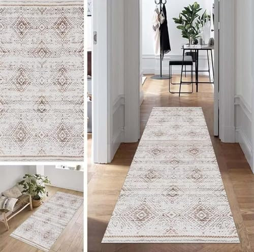 ZUZEKU Abstrakte Läufer Flur Küche Waschbar rutschfest 90X250cm Modern Marokko Lang Küchenteppich Flurteppich Teppich Fur Korridor Wohnzimmer Schlafzimmer Meterware Anpassbar