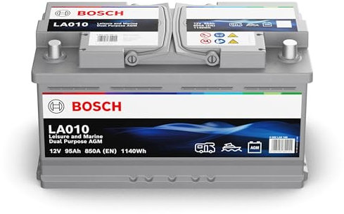 Bosch LA010 - Batterie à décharge lente et de démarrage -[95 Ah 850 A 12 V - Technologie AGM - adaptée aux usages nautiques et de loisirs (camping-car, caravaning, marine…)