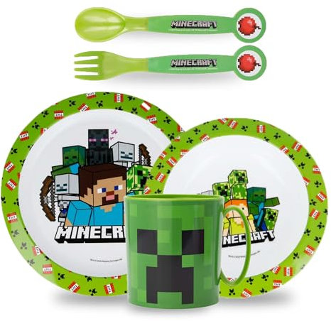 Sorrisini Set Stoviglie per Bambini, Piatti e Ciotole in Plastica, Adatti per Microonde, Design con Licenza, Rosso (minek, Cartone animato)