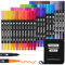 Tongfushop Brush Pen Set, 48 Farben 1-5 mm/Fineliner 0,4 mm Filzstifte Dicke und Dünne für und Erwachsene, Dual Tip Pinselstifte Aquarell Marker für Bullet Journal, Malbücher, Handlettering