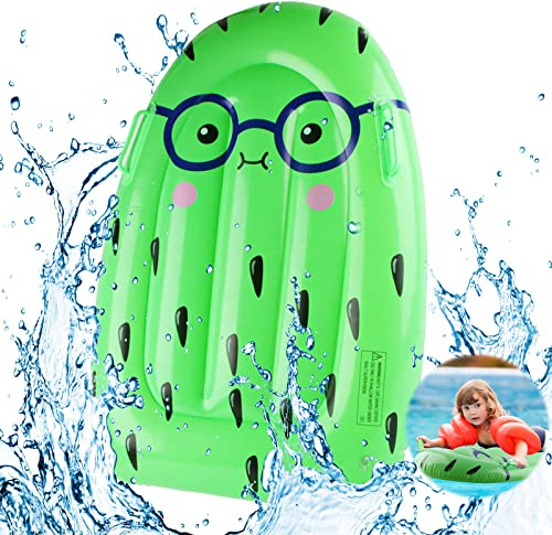 Planche de Surf Gonflable Piscine, FainFun Planche Bodyboard Enfant avec Poignees, Bodyboard Gonflable Enfant, Surf Gonflable Enfant, Planche Natation Gonflable Enfant, pour 3 à 14 Ans, Kiwi