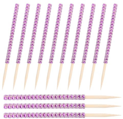ABOOFAN 24pcs Glamourous Candy Decorating Sticks Wooden Sticks Rhinestones for DIY Desserts Parties and Festivals