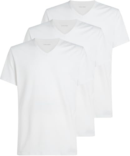Calvin Klein Camisetas de Manga Corta Hombre Pack de 3 con Cuello de Pico