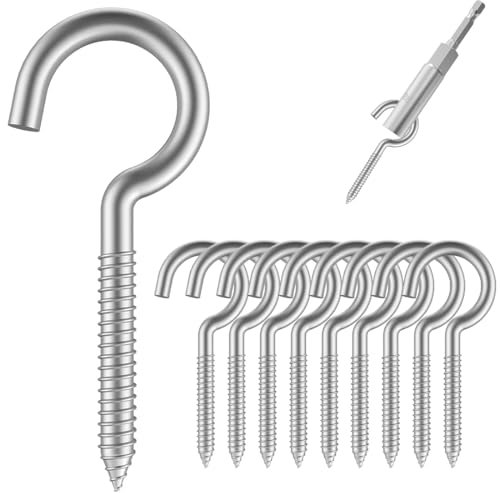 ZOPJUMA 10 Pezzi Viti per Occhielli 50mm, Gancio a Spirale in Legno, Vite Oculare, Gancio a Vite, Viti a Testa Tonda, Da Utilizzare Per Cornici, Oggetti Decorativi e Progetti Artigianali