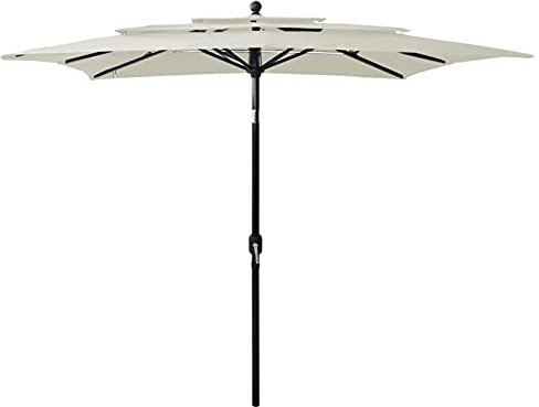 Rantry Ombrellone a 3 Livelli con Palo in Alluminio Sabbia 2,5x2,5 m, Ombrellone, Ombrelloni, Ombrellone da Giardino, Ombrelloni da Esterno, Ombrellone Spiaggia, Ombrellone da Terrazzo Antivento