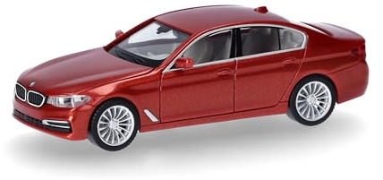 Herpa modellbil BMW 5-serie (G30) sedan, valenciaorange, miniatyr i skala 1:87, samlarobjekt, tillverkad i Tyskland, plastmodell