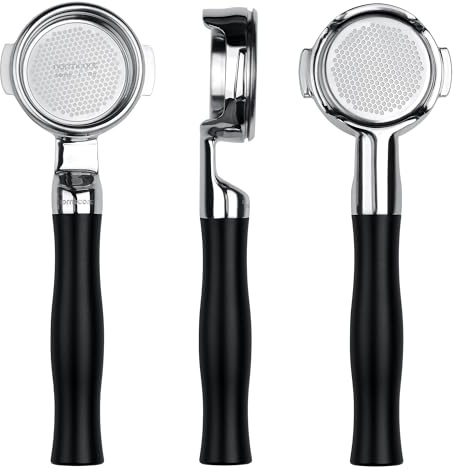 Normcore 58 mm Silm Bottomless Portafilter, Naked Portafilter with Black Anodized Aluminum Fits La Marzocco, 18 g Precision Double shot Basket Included