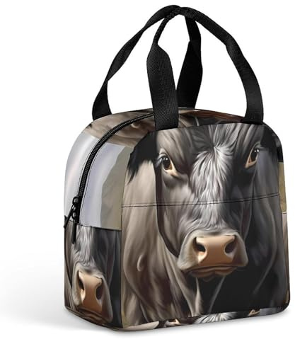 The Bull Horns Funny Insulated Lunch Bag Reusable Lunch Tote Bags Portable Handbags for Work Picnic Travel