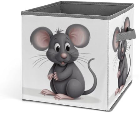 GFLFMXZW Graue Ratten-Aufbewahrungskörbe, Schrank-Organizer-System, faltbare Aufbewahrungswürfel mit Griffen, Spielzeugbox, Kleideraufbewahrungskorb, große Kapazität, Aufbewahrungsboxen für Zuhause