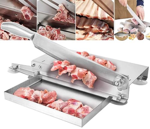 Coupe-viande manuel, coupe-viande en acier inoxydable de 12 pouces, avec déflecteur, machine à trancher les aliments pour la maison pour poisson, poulet, bœuf, viande congelée, légumes et charcuteri