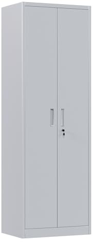 SUPEER Aktenschrank,Metallschrank mit 4 höhenverstellbaren Fachböden | Stahlblech Pulverbeschichtung,Stahlschrank für Werkzeuge,Garage H180cm x W60cm x D40 cm,Grau