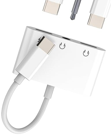 Adaptateur Double USB C Jack 3.5mm Connecteur Casque Chargeur pour IPhone 16 15 Prise écouteur Audio pour Apple Compatible avec Samsung pour Apple pour IPad Pro Splitter AUX DAC Voiture Type C Câble