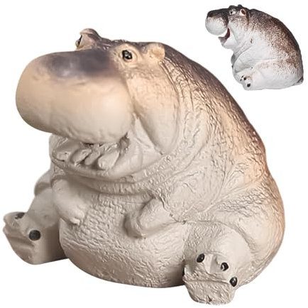 Nuytghr Resin Hippo for Desktop, Small Hippo Desk Resin Figurine, Tea Pet Resin Figurine, Indoor Outdoor Decorations, Room Ornaments for Home, Photography Props for Tea Table, Hippo Desk Decoration