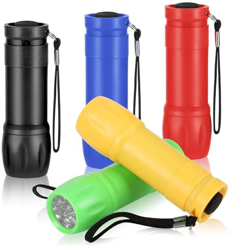 Kssvzz 5 Pack Small Torch, Mini Torches Led Super Bright with 9 LEDs, Multicolor Kids Torch with Lanyard, Pocket Torch with for Camping Hiking Outdoors Gift