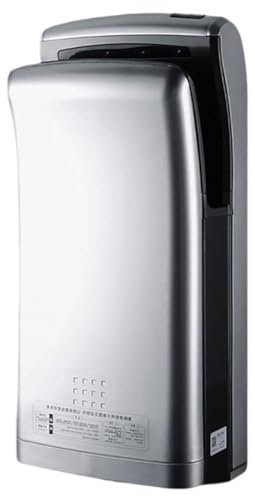 YEHOZZ Asciugamani Automatico con Filtro Hepa, Asciugamani Elettrico Verticale con Raccolta Acqua, Interruttore Aria Calda/Fredda, 5 Secondi per Asciugare, per Bagno,Silver