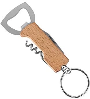 Abrelatas Manual Abrelatas Llavero Abrebotellas de cerveza Multifuncional Mango de madera Sacacorchos Abridor