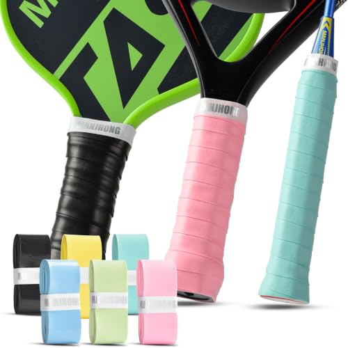 MANJHONG 6/12 Stück Griffband Tennisschläger Badmintonschläger Overgrip Griffbänder für Padel, Squashschläger - Weich & Anti-Rutsch, 6 Stück Mehrfarbig