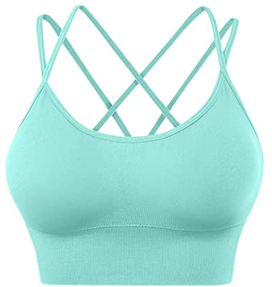 Bandeau Top Reggiseno sportivo con schiena incrociata da donna, reggiseno imbottito Criss-Crop per yoga, allenamento, fitness