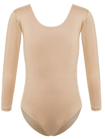 Sxiwei Kinder klassisch Turnanzug Mädchen Nackte Farbe Gymnastik Trikot Langarm Ballettanzug Leotard Tanzkostüm