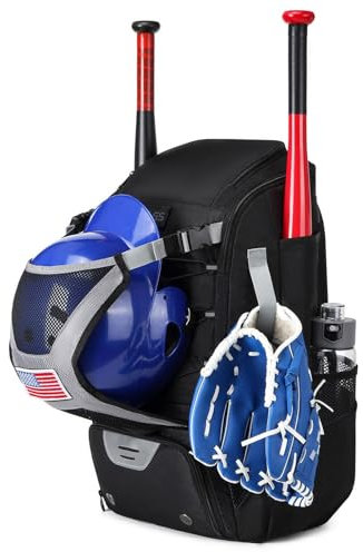 Gazocua Schlägertaschen Baseball, Tennisrucksack Mit Schuhfach, Baseball-Ausrüstungstasche, Baseball- Und Softball-Ausrüstungstasche, Baseball & Softball Backpack with External Helmet Holder