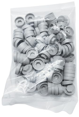 Grey Hex Screw Caps (16mm) - Plastic Caps for Screws with 16mm Washer (50)