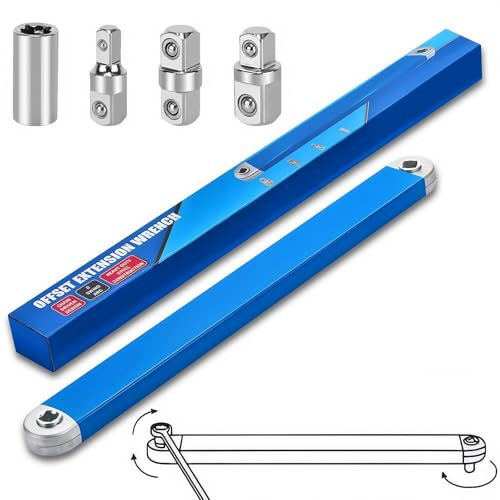 SGZQKZ Set Chiavi a Cricchetto, Chiave Inglese a Cricchetto, Estensore per Cricchetto, con Attacco Quadro da 1/2, 1/4 e 3/8, Chiave a Cricchetto con Prolunga per Piccoli Spazi