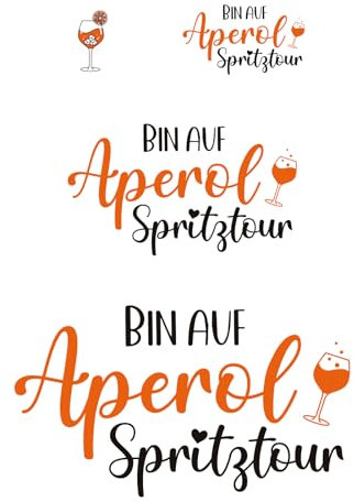4 Bügelbild zum Aufbügeln Apero Spritz Deko Geschenk Transfer Aufkleber für Kleidung Apero Shirt Orange Selbst Gestalten Bügelfolie für Textilen Tasche Socken Team Apero Aperolliebhaber Geschenkidee