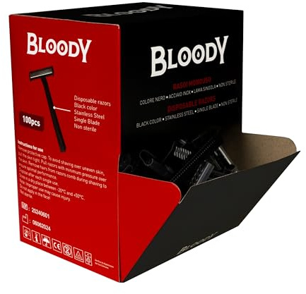 BLOODY Rasoio Chirurgico Monouso Monolama, Confezione da 100 Pezzi, Nero.