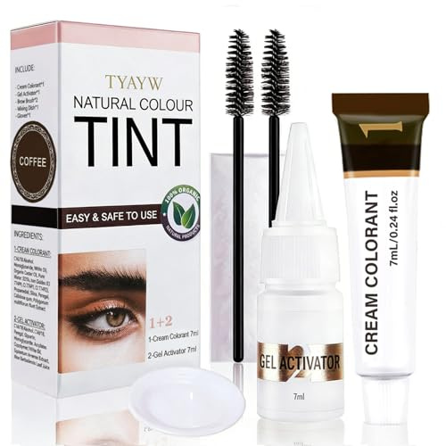 Lash Color Kit, Instant Eyebrow & Eyelash Color Kit with Natural Ingredients, Long-Lasting Brow & Lash Color for Home DIY, Safe & Easy for Beginner 7ml-Coffee