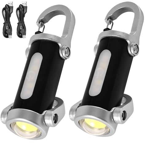 Begonia 2 Stück Mini LED Taschenlampe Schlüsselanhänger USB Aufladbar