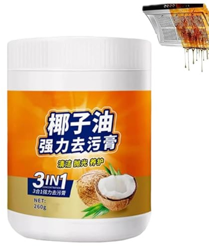 Detergente potente multiuso per la cucina, di olio di cocco detergente naturale, pasta detergente e lucidante per la cucina, detergente multiuso per pentole, piastrelle, forno e piano cottura