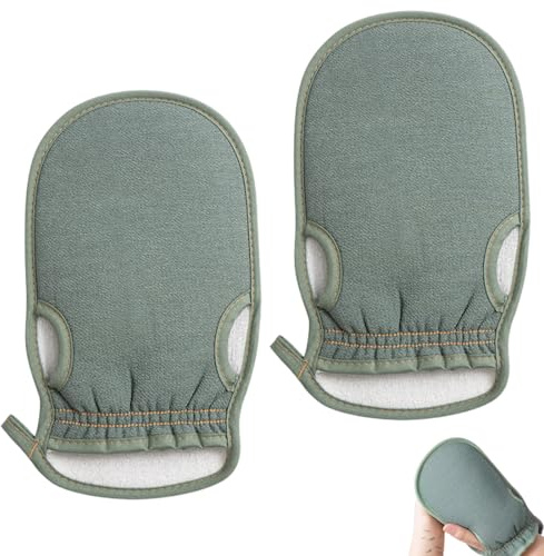 2 Stück Exfoliating Gloves, Peelinghandschuh Körper, Peeling Handschuh, Peeling Schwamm, Hamam Handschuh Peeling für Körper und Gesicht, Handschuh Peeling, Exfoliating Gloves, Body Scrub