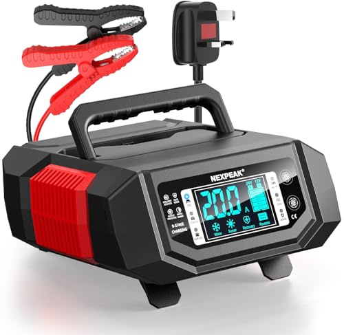 NEXPEAK NC320 20 A Kfz-Ladegerät, 12 V, 24 V, intelligentes Akku-Ladegerät, vollautomatisch, mit Temperaturausgleich für Blei-Säure- und LifePO4-Batterien