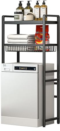 Support De Rangement Au-dessus Des Toilettes Meuble De Rangement Au-dessus Des Toilettes 2/3 étages Meuble De Rangement Machine A Laver Pour Espace Limité Et Besoins De Stockage Dortoi black 2-Layers