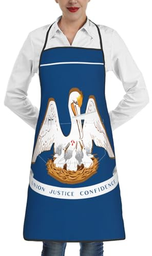 WXCJWD Delantal de trabajo impermeable con bandera del estado de Louisiana, para hombres y mujeres, para cocinar, asar, jardinería, carpintería, ajustable