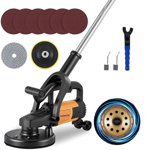 YUCHENGTECH 7inch Concrete Grinder Set with Auxiliary Wheels & Dust Shround