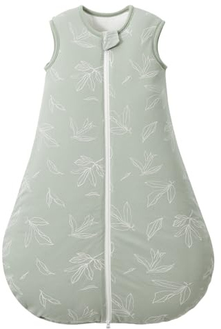 LULUMONKEY Baby Sleeping Bag 1.5 Tog 0-6 Months, 100% Cotton Newborn Sleep Sack Baby Wearable Blanket, Leaves