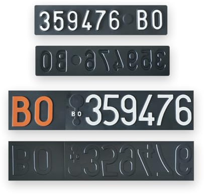 Targhe Personalizzate - Modello Kit Completo dal 1976 al 1984 in Plastica - con Lettere e Numeri in Rilievo, Made in Italy (Affiancata Antichizzata)