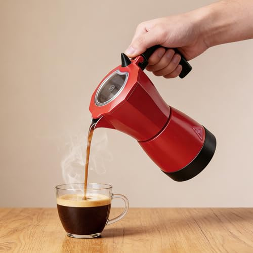 czyuRachel Caffettiera a induzione, moka 6 tazze, caffettiera elettrica per caffè espresso, caffettiera italiana, moka pot, 6 tazze da 300 ml