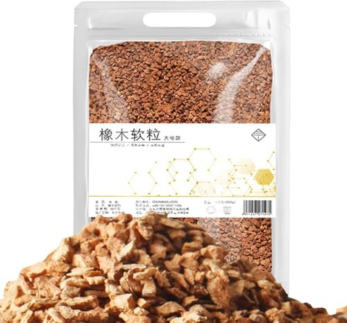 Granuli di legno di quercia per piccoli animali 300 g - Lettiera naturale per criceti e conigli - Bassa polvere, lega gli odori e assorbente - Pellet di legno tenero simile al sughero per roditori, po
