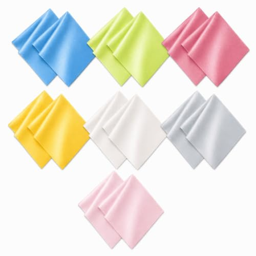 Glasses Cleaning Cloth 14 Pack, Premium Micro Suede Lens Cloth | Soft Lint Free Microfibre Cloth for Spectacles, Camera Phone and Laptop Screen Cleaning with Gentle Scratch Free Care