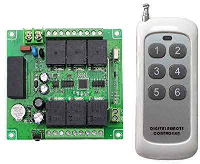 6 Kanal 230VAC Funk-Empfänger Funkfernsteuerung kabellose Fernbedienung Funksteuerung Garagentore Controller 10A 433MHz Licht Motor fernbedienung Schalter
