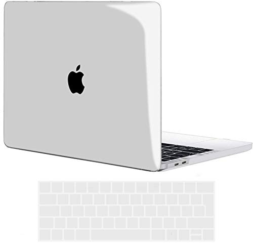TECOOL Hülle Kompatibel mit MacBook Pro 15 Zoll 2019 2018 2017 2016 mit Touch Bar (A1990 A1707), Ultradünne Schutzhülle Hartschale Case mit Tastaturschutz (EU Layout), Kristall Transparent | Ultradünne Schutzhülle, Snap-on Hardcase, Ohne Logoausschnitt, EU Tastaturschutz, Hochglanz Durchsichtig