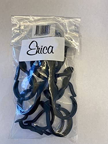 Erica Duschvorhangringe für Duschstange Schwarz 12er Packung