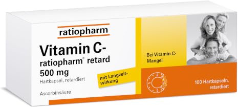Vitamin C-ratiopharm retard 500 mg, 100 Hartkapseln | Das Kraftpaket für Ihre Abwehrkräfte. Wirkt hochdosiert gegen Vitamin C-Mangel