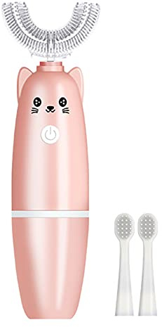 Washranp Cepillo de dientes eléctrico ultrasónico para niños, cepillo de dientes ultrasónico en forma de U, cepillo de dientes ultrasónico de limpieza profunda, cepillo de dientes para niños