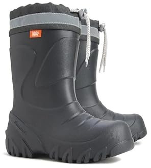 Agritrade AK Thermal Children Wellington Boots EVA Outer Rain Shoes Kids Wellies with a Puller Removable Refill Non-slip Sole - Graphite Colour (12 UK Child, numeric_12)